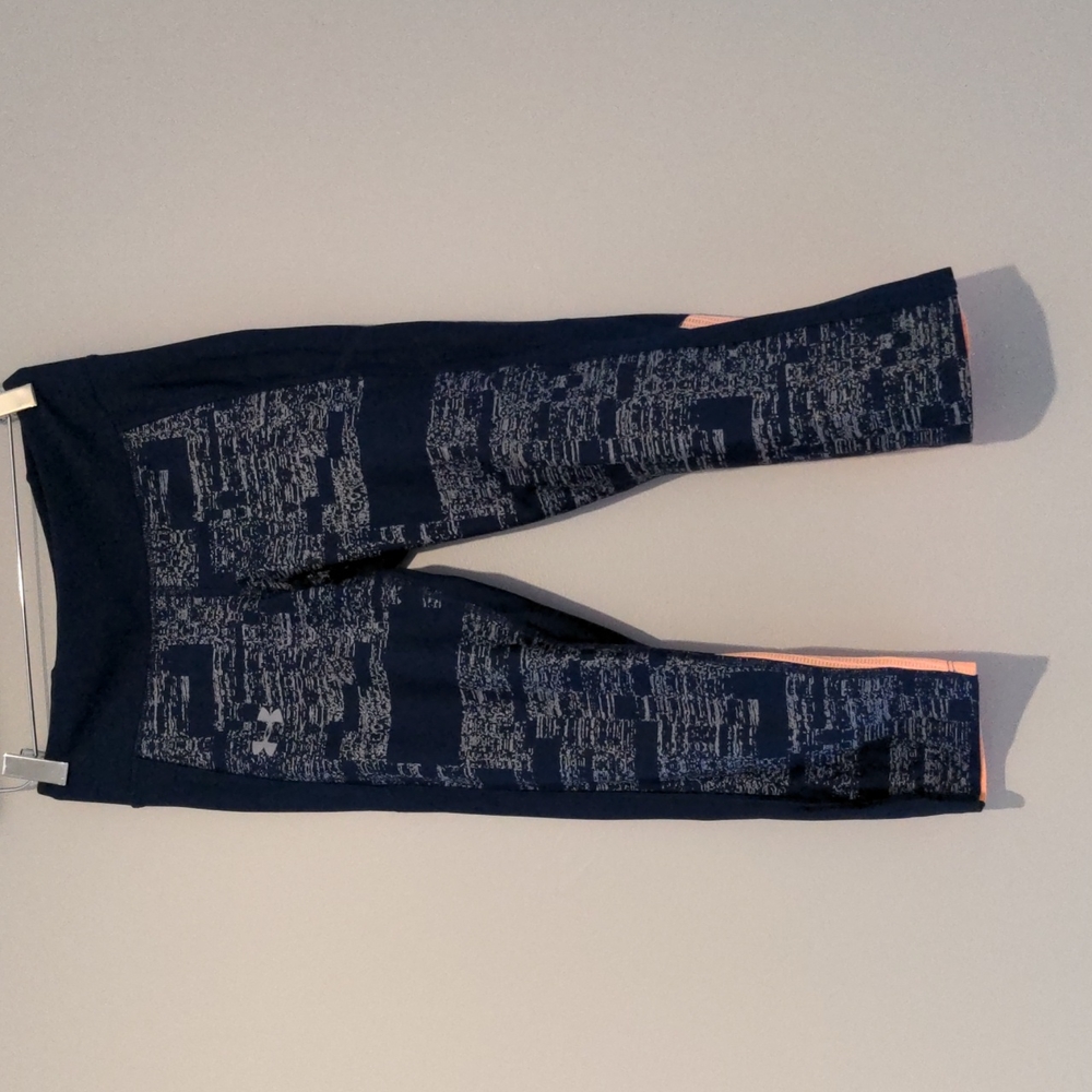 Under Armour heat gear, compression capris, navy,gray and pink size medium